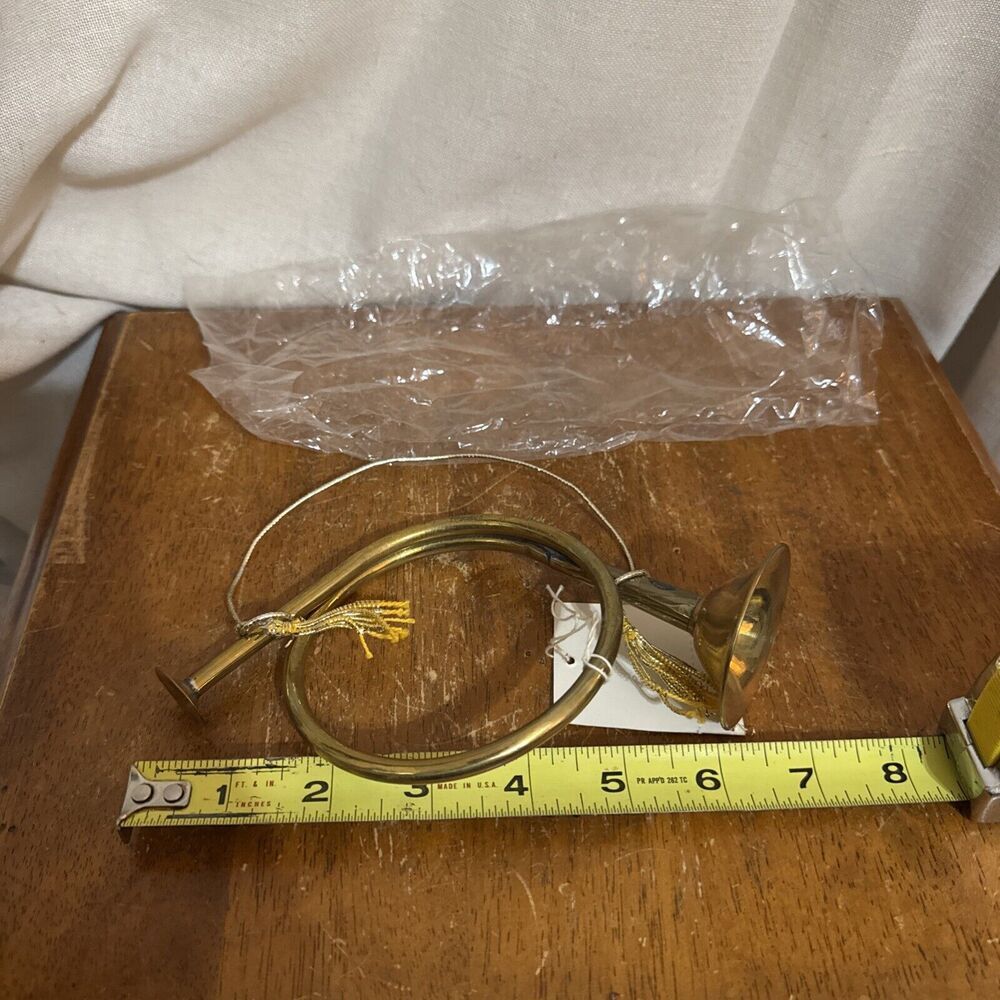 Vintage Brass Bugle Horn‎ 7" Mini Decorative Rustic Holiday Home Decor ornament